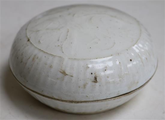 Two Chinese Yingqing / Dehua compressed globular boxes and covers, Song dynasty, 8.5cm and 13.5cm